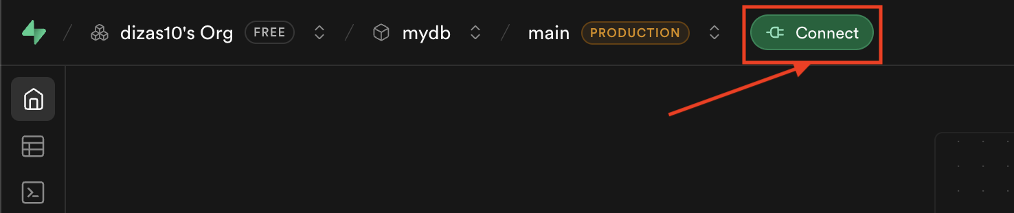 Supabase Connect button screenshot