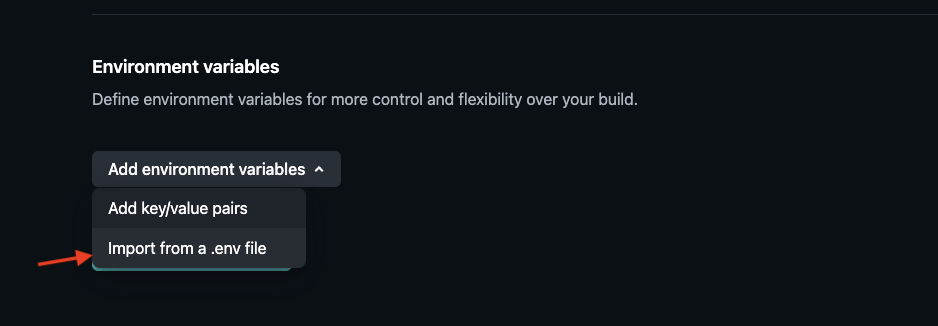 Netlify env vars button screenshot