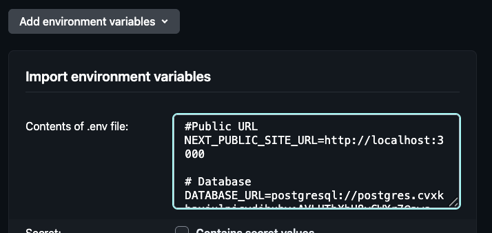 Netlify env vars paste screenshot