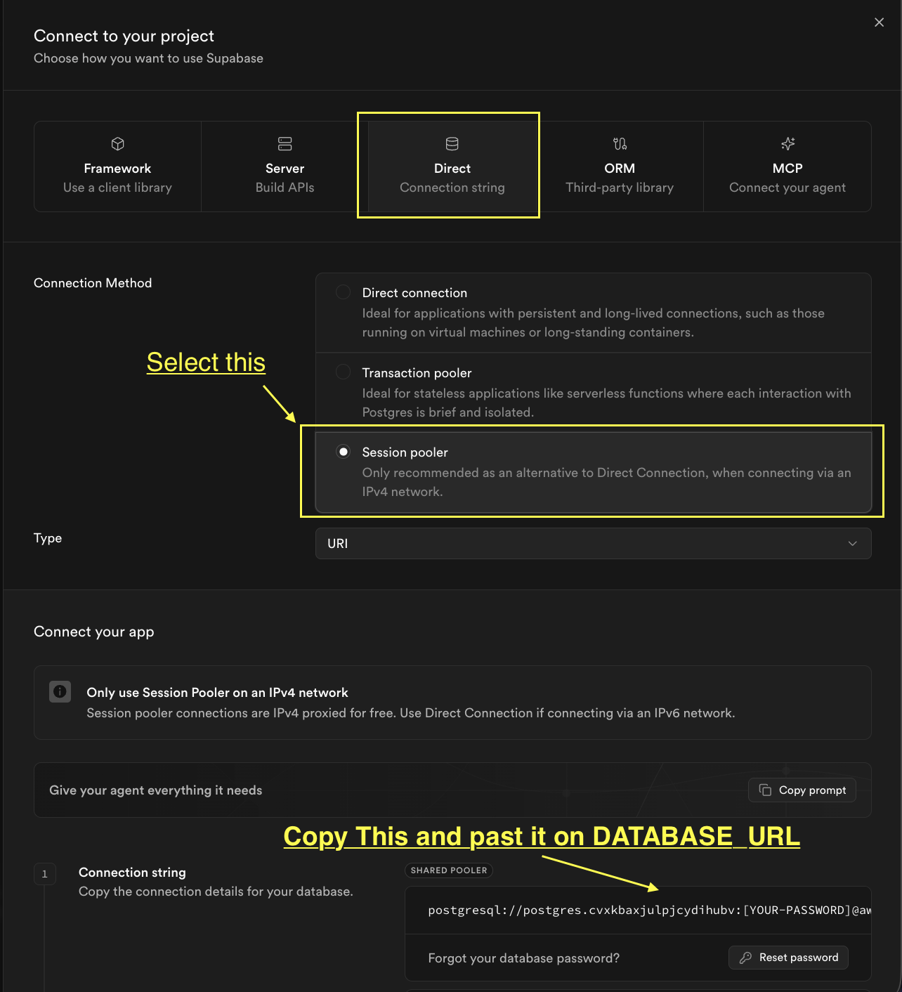 Connection string dialog screenshot